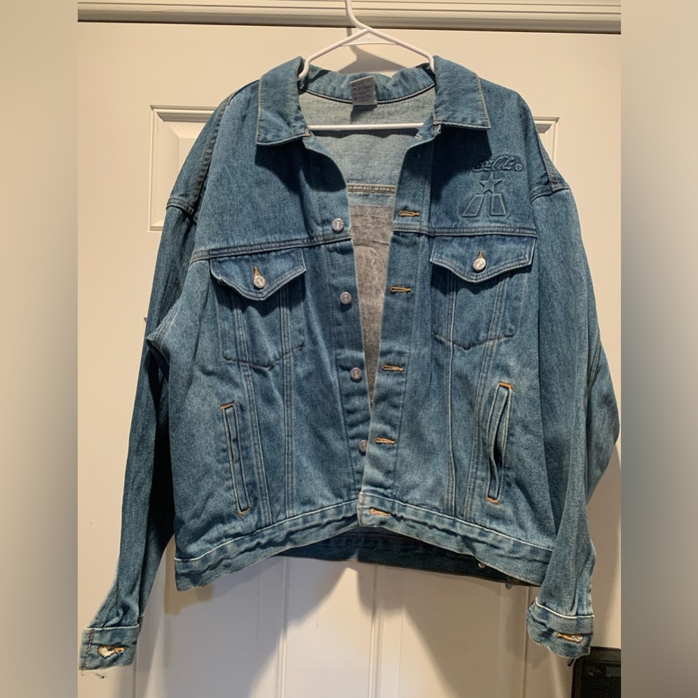 New Vintage Tyca Always Coca Cola Always Texas  Jean Denim Jacket Size Large